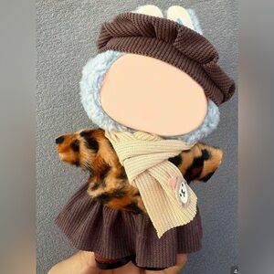 Brown and Tan Kids Plush Doll Accessory Set Fits Labubu